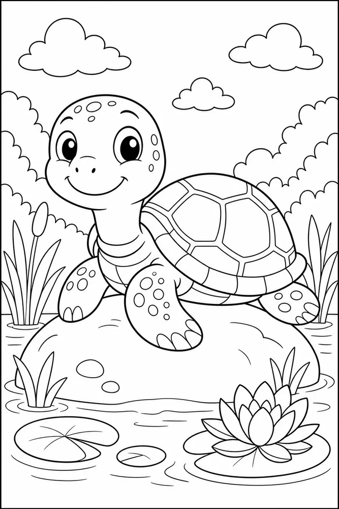 Cute Turtle Turtle Simple Portrait coloring page
