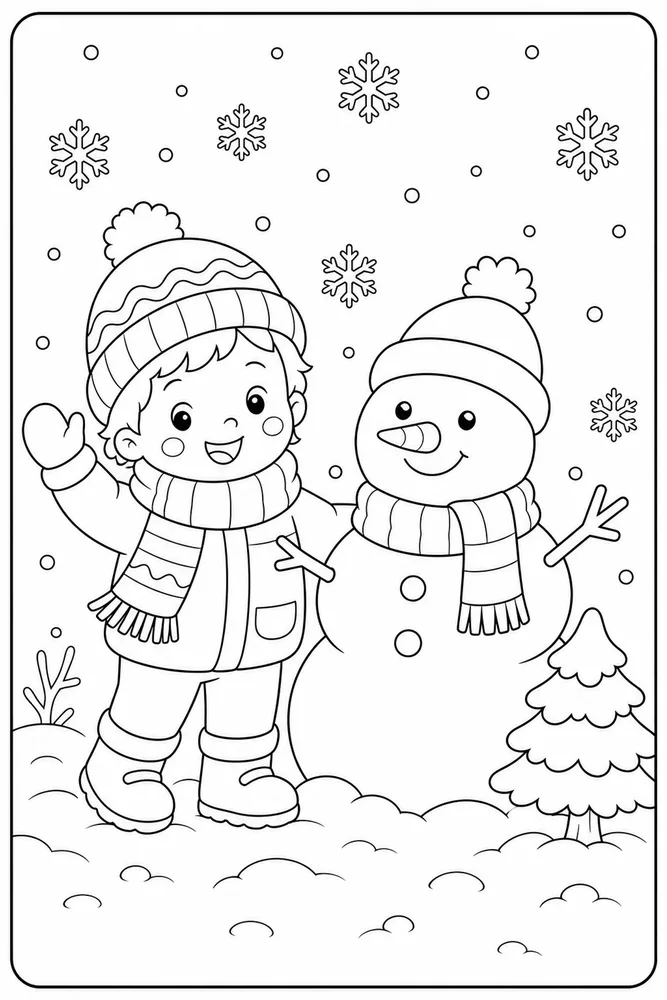 Cute Winter Winter Simple Portrait coloring page