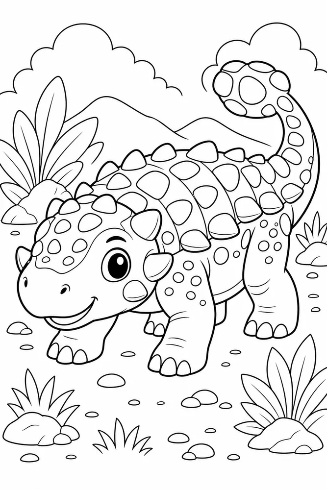 Ankylosaurus Dinosaur Baby Armor coloring page