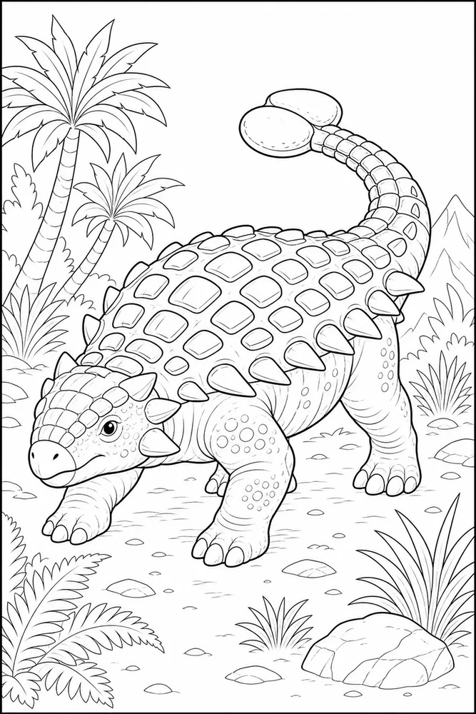 Ankylosaurus Dinosaur Club Tail Trail coloring page