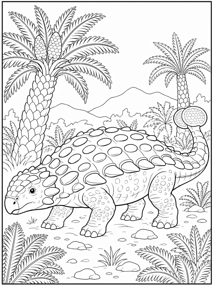 Ankylosaurus Dinosaur Cycad Shade coloring page