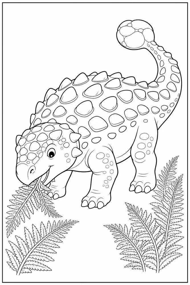 Ankylosaurus Dinosaur Fern Snack coloring page