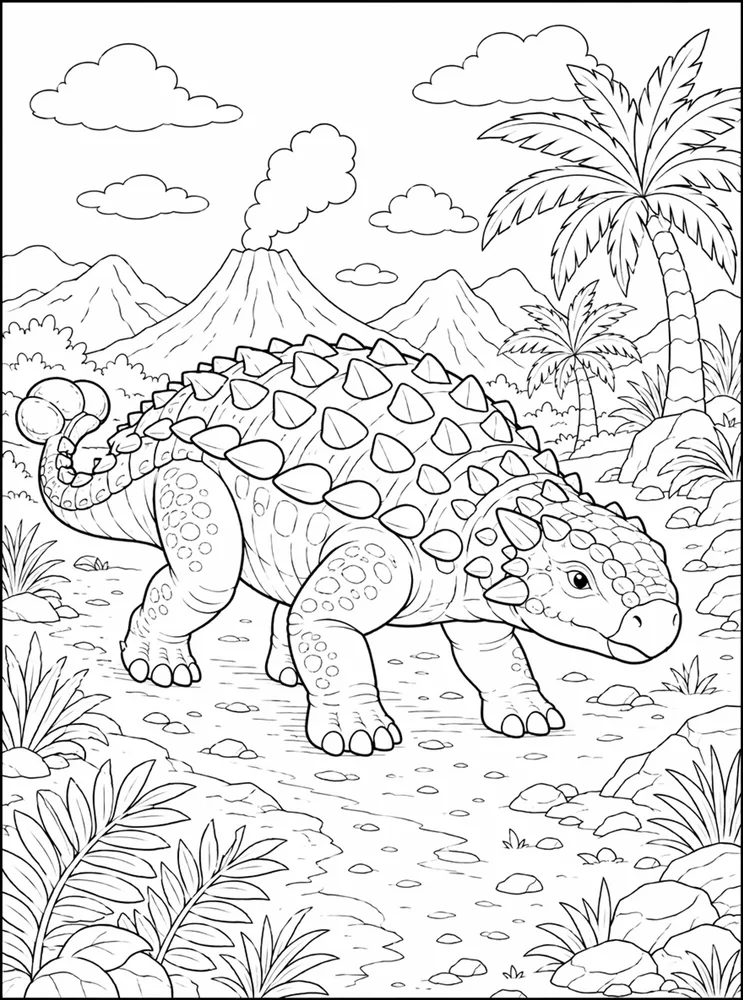 Ankylosaurus Dinosaur Prehistoric Path coloring page