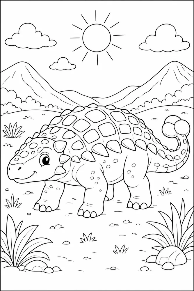 Ankylosaurus Dinosaur Sunny Valley coloring page