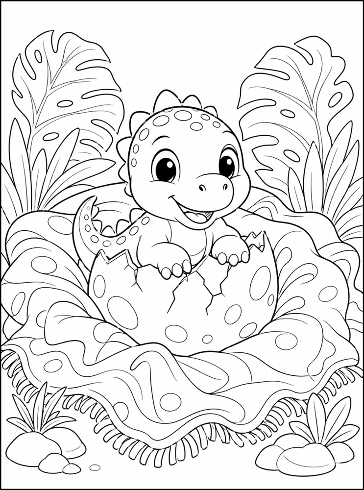 Baby Dinosaur Blanket Nest coloring page