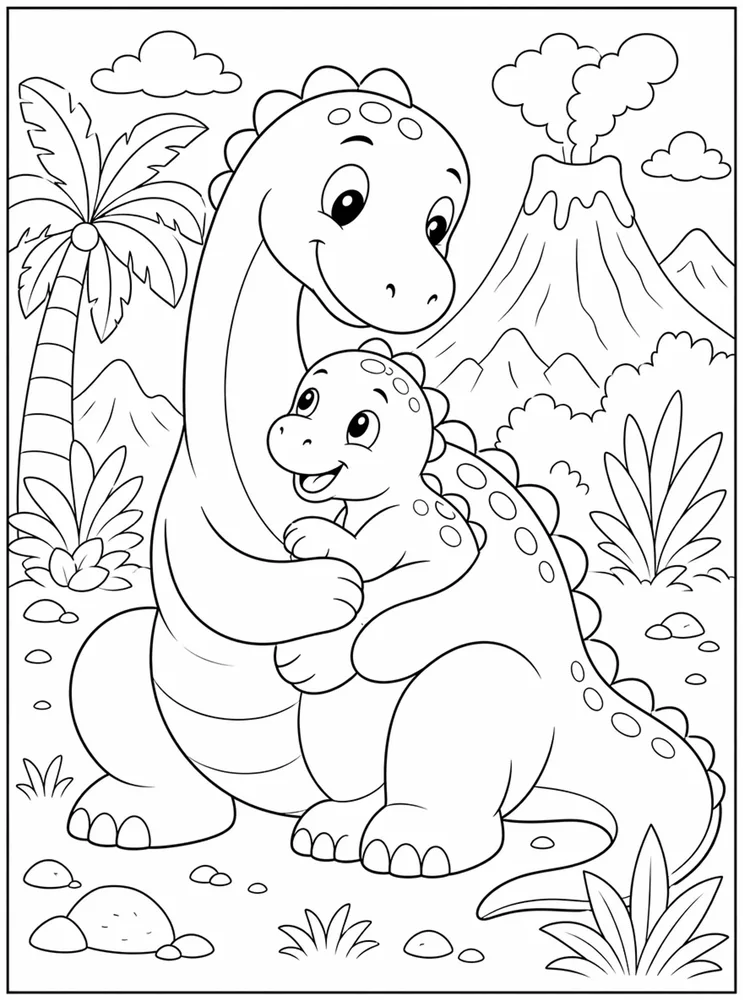 Baby Dinosaur Parent Shadow coloring page