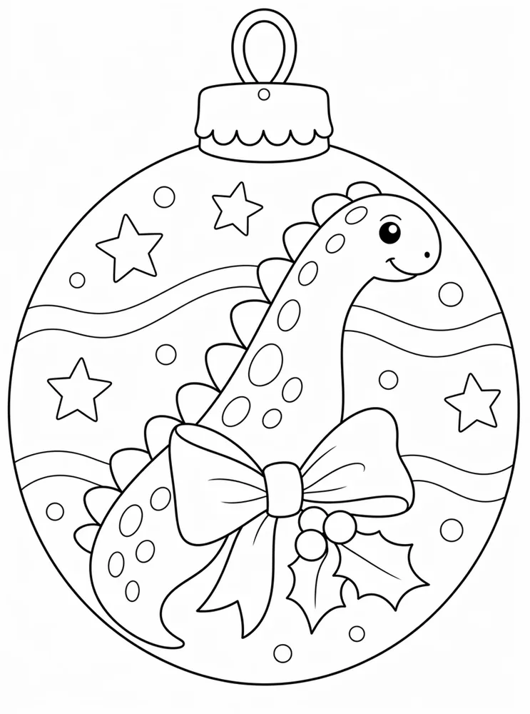Christmas Dinosaur Ornament Tail coloring page
