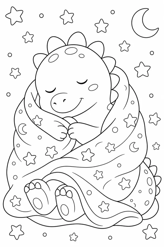 Cute Dinosaur Sleepy Blanket coloring page