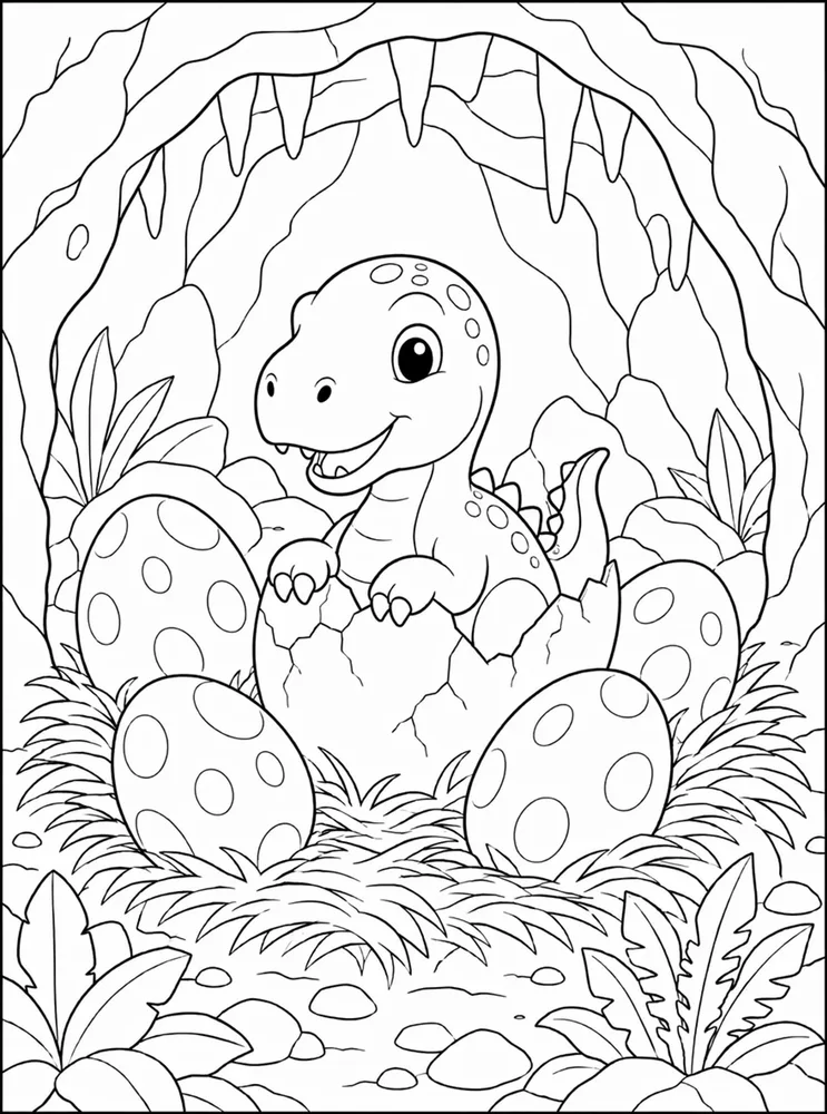 Dinosaur Egg Cave Nest coloring page