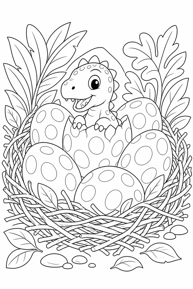 Dinosaur Egg Nest printable dinosaur coloring page for kids