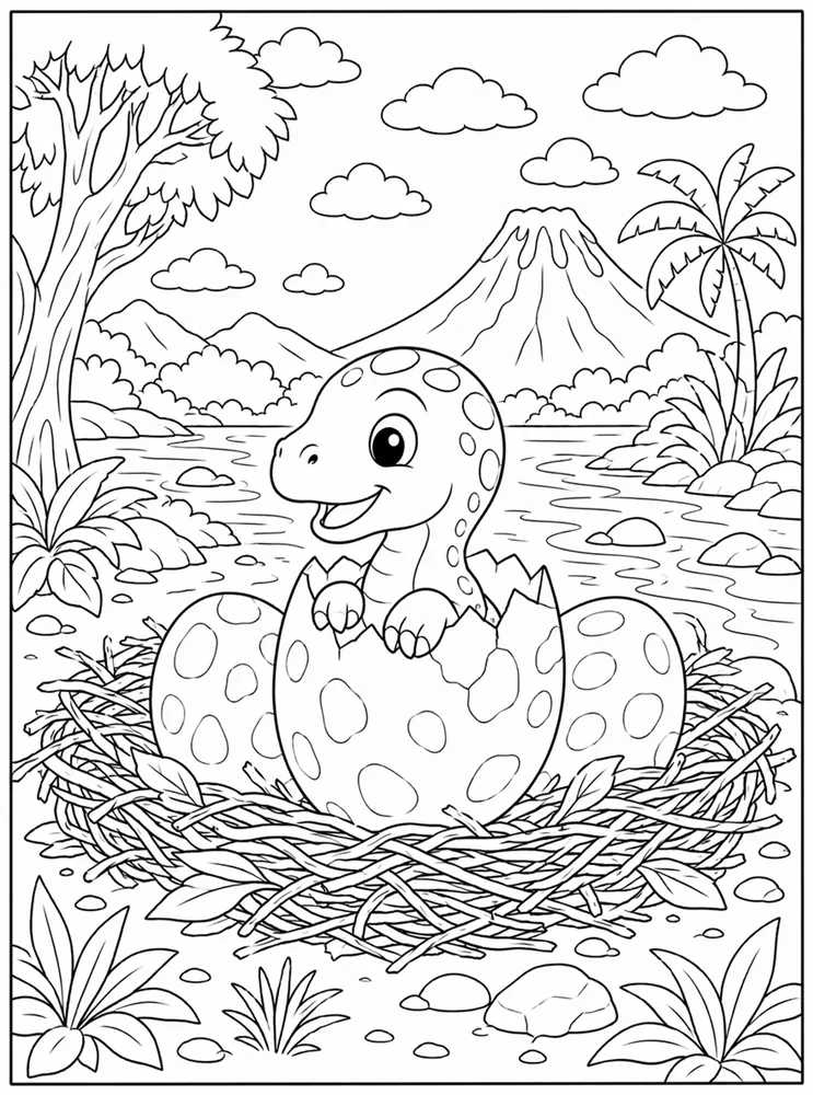 Dinosaur Egg Riverbank Nest coloring page