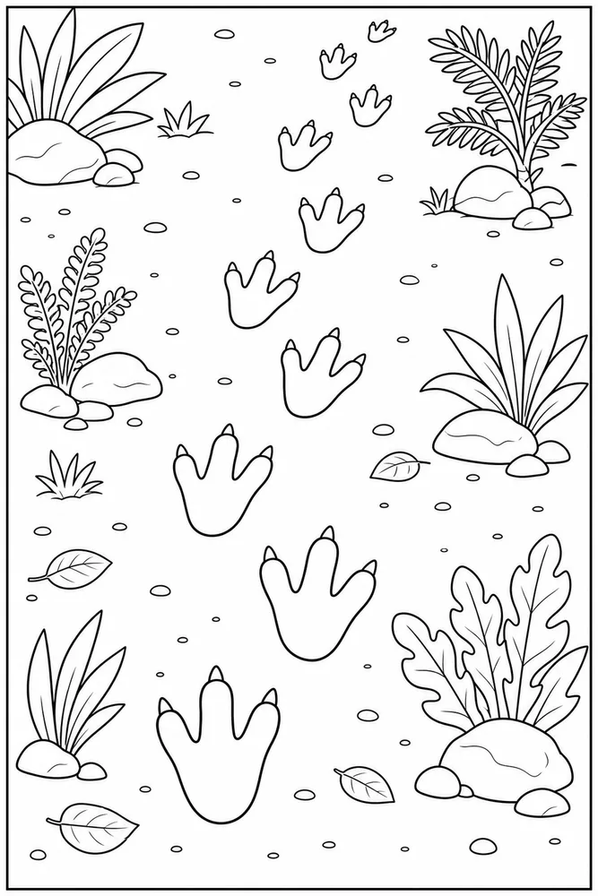 Dinosaur Footprint Trail coloring page