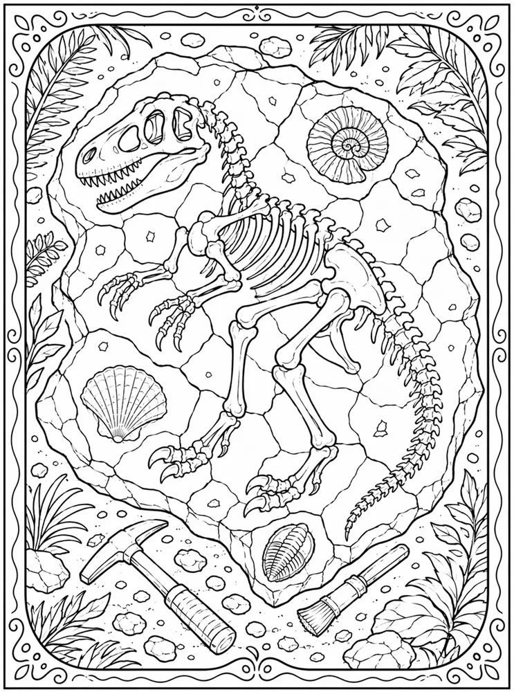 Dinosaur Fossil Bone Puzzle coloring page