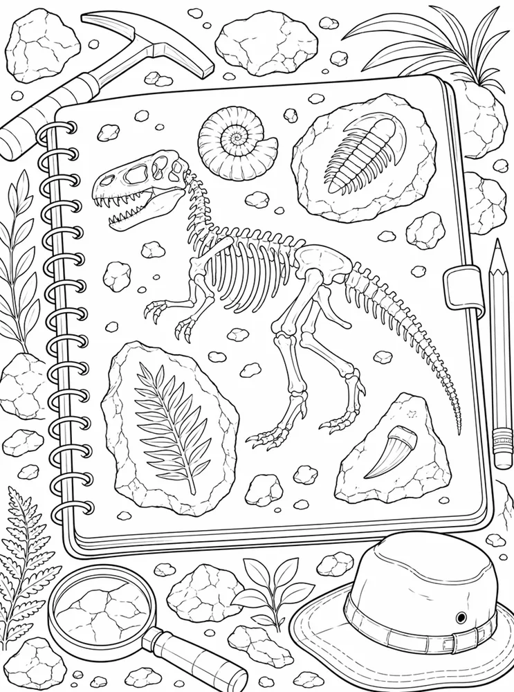 Dinosaur Fossil Field Notebook No Text coloring page