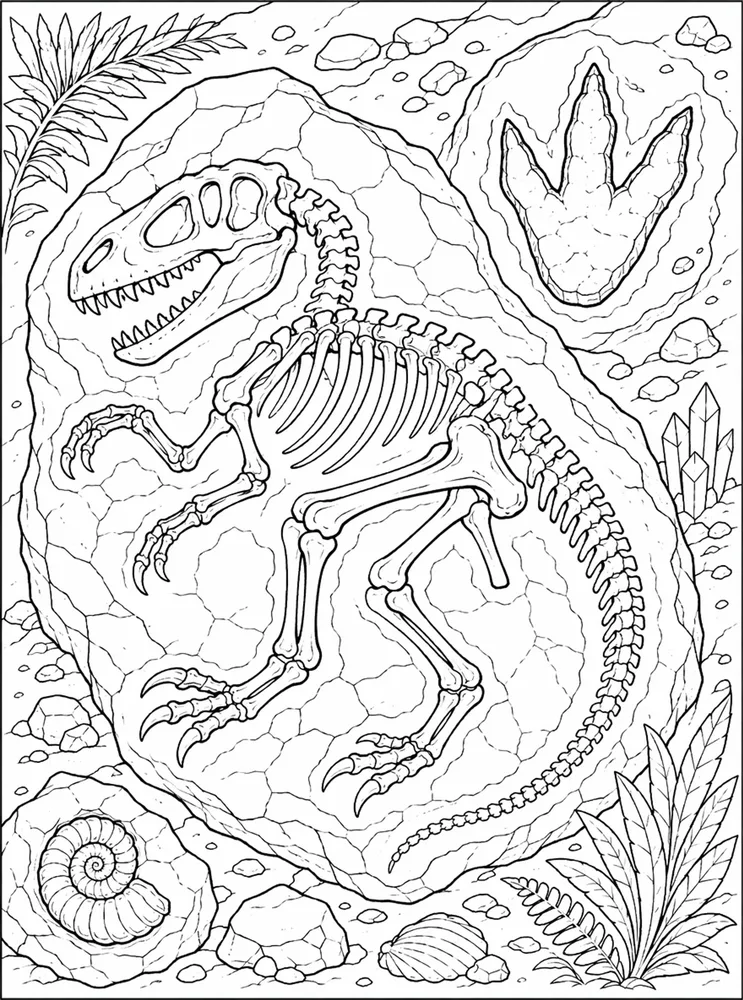 Dinosaur Fossil Fossil Footprint coloring page