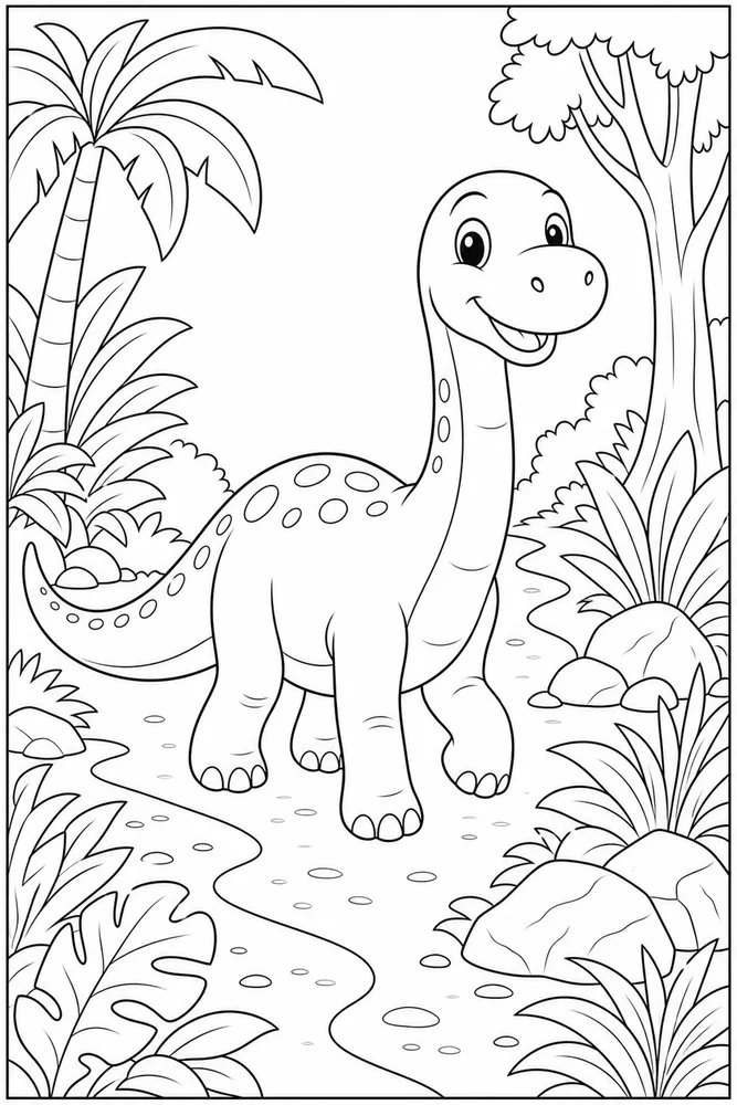 Dinosaur Jungle Path printable dinosaur coloring page for kids
