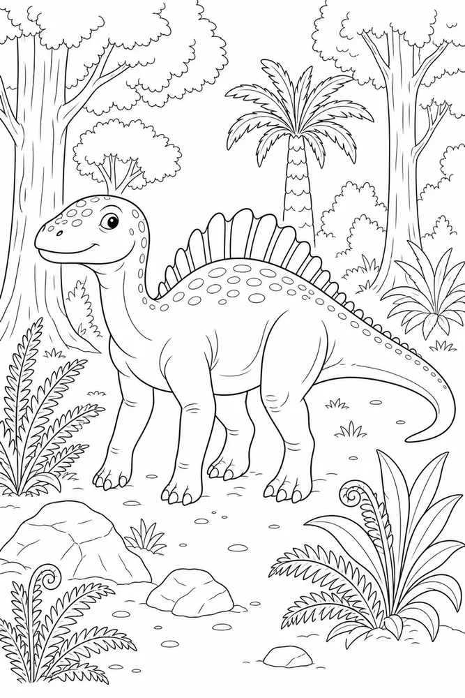 Dinosaur Prehistoric Forest coloring page