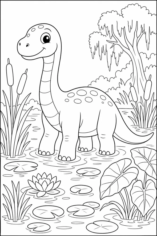 Dinosaur Swamp Plants coloring page
