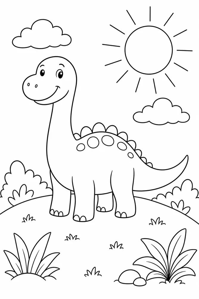 Easy Dinosaur Sunny Hill coloring page