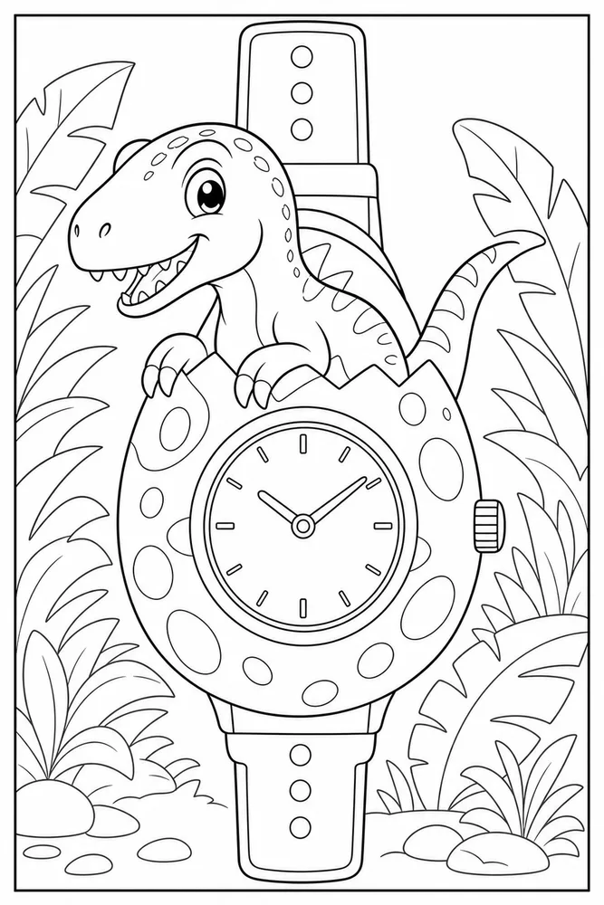 Raptor Dinosaur Egg Watch coloring page