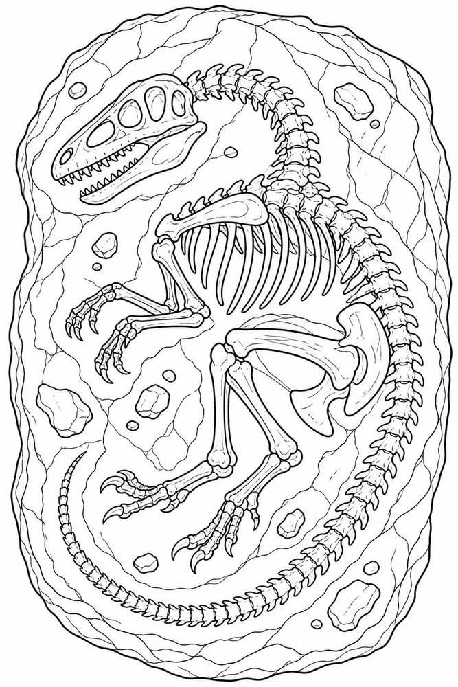 Realistic Dinosaur Fossil Plain coloring page
