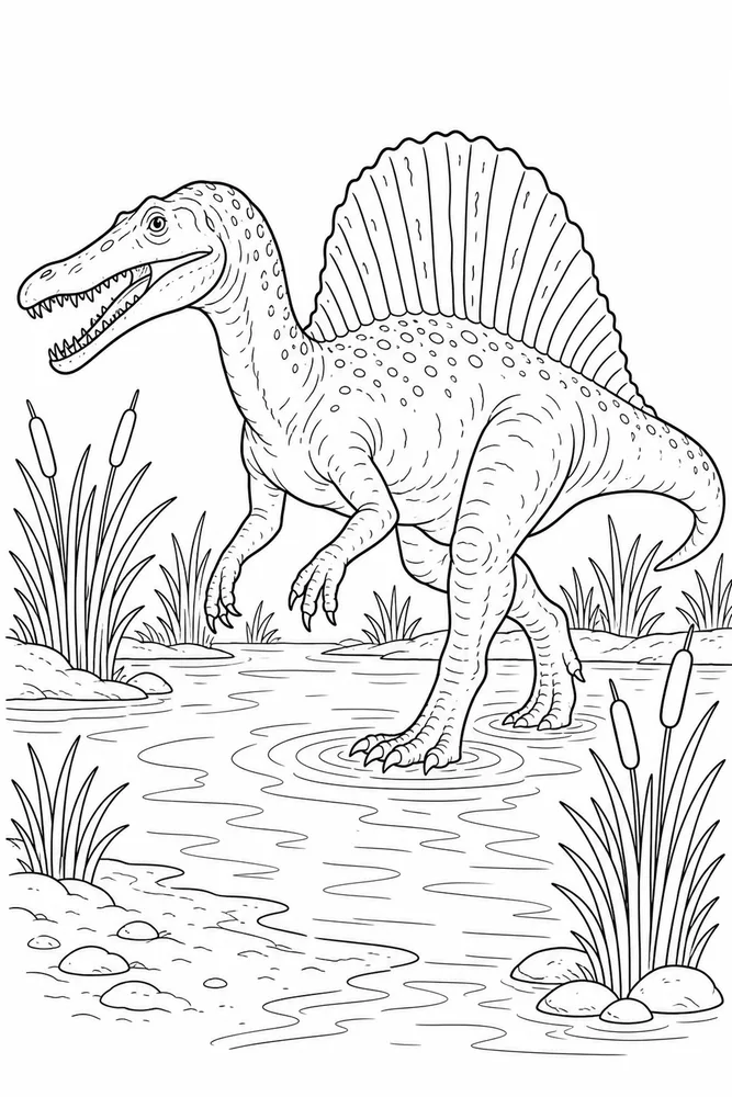 Spinosaurus Dinosaur Crocodile Free Marsh coloring page