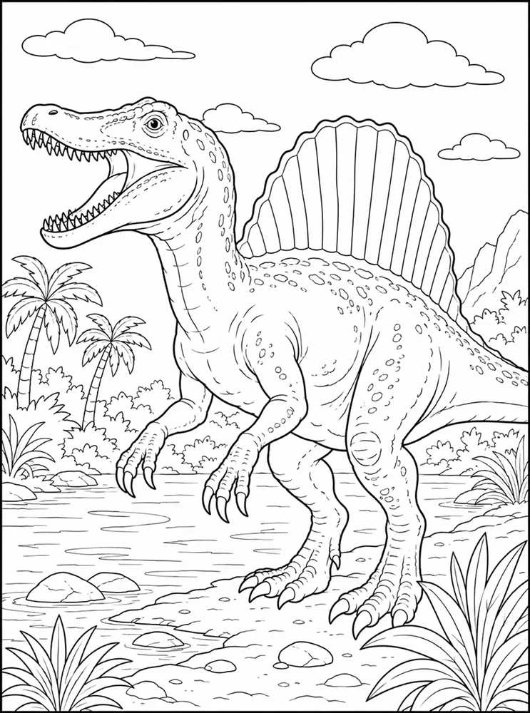 Spinosaurus Dinosaur Sail Portrait coloring page
