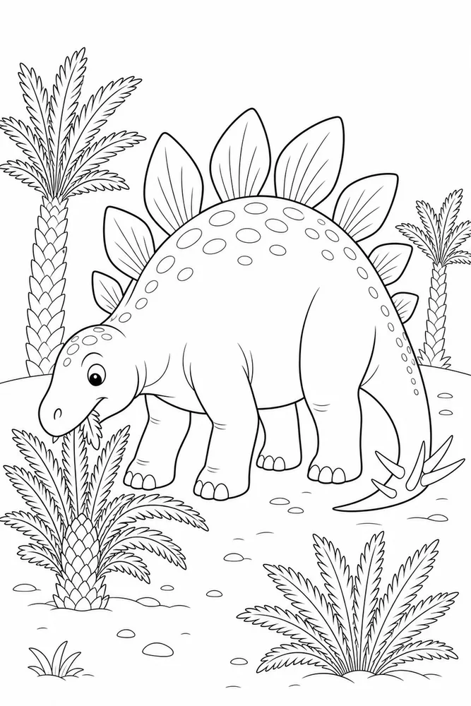 Stegosaurus Dinosaur Cycad Snack coloring page