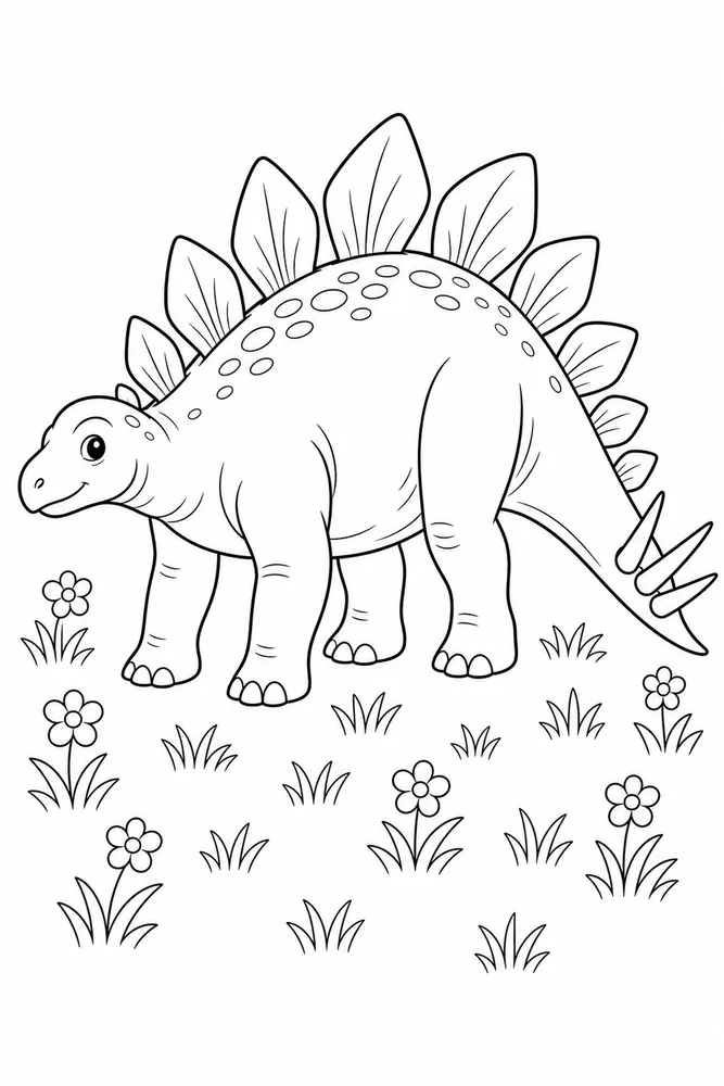 Stegosaurus Dinosaur Coloring Pages preview: Stegosaurus Dinosaur Plate Back Meadow coloring page