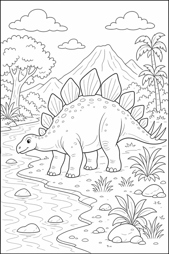 Stegosaurus Dinosaur Riverbank Plates coloring page