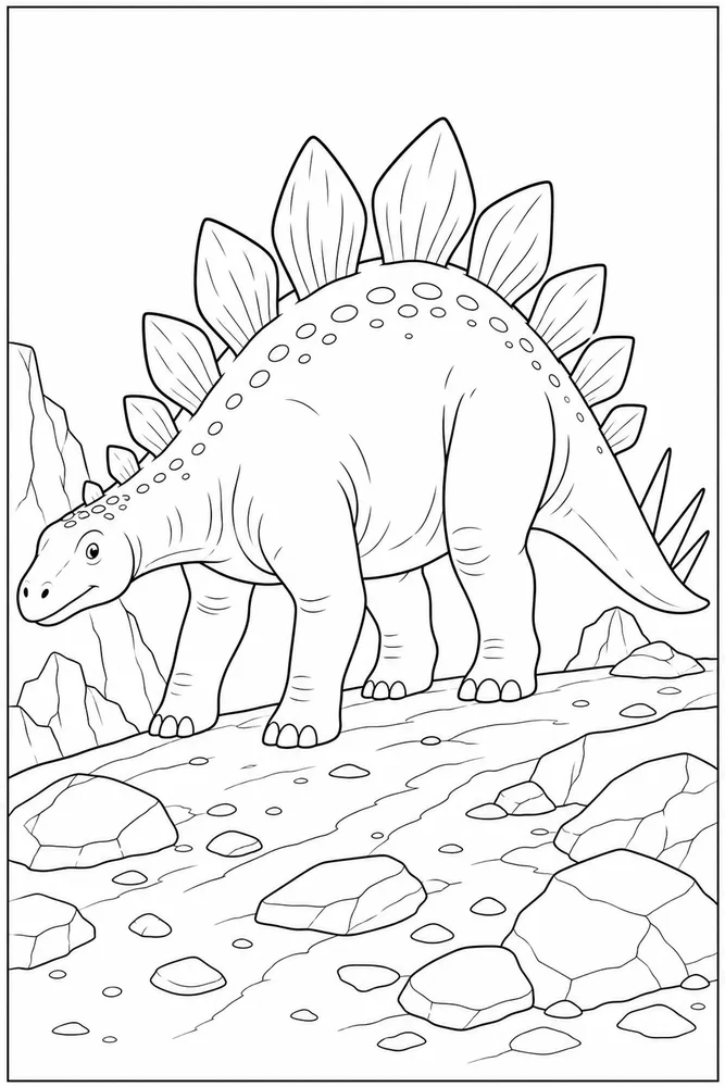 Stegosaurus Dinosaur Rocky Slope coloring page