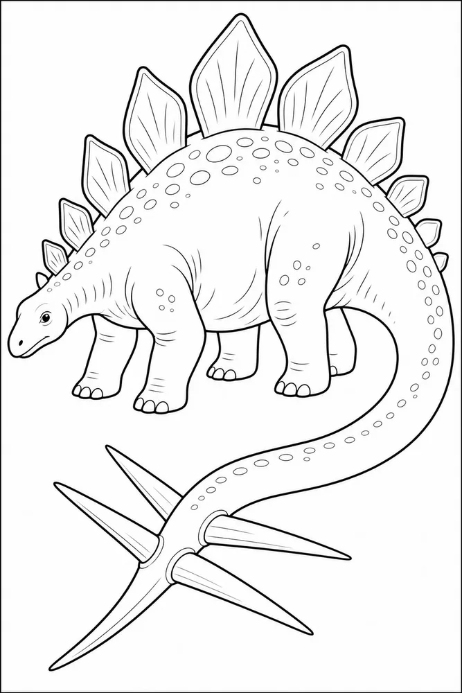 Stegosaurus Dinosaur Tail Spikes Trail coloring page