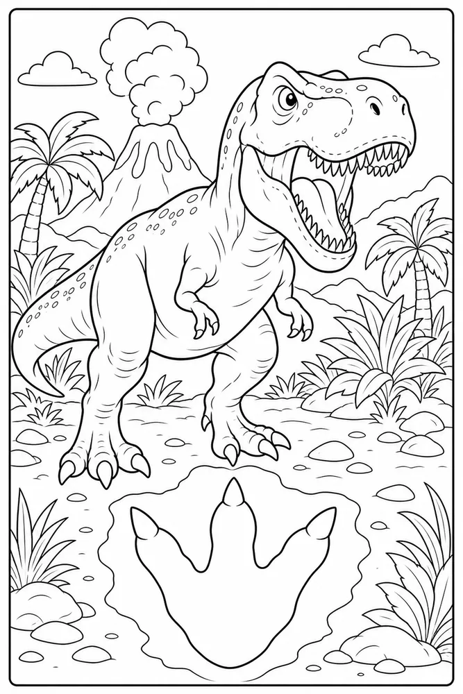 T Rex Dinosaur Big Footprint coloring page