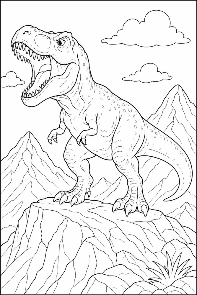 T Rex Dinosaur Mountain Ridge coloring page