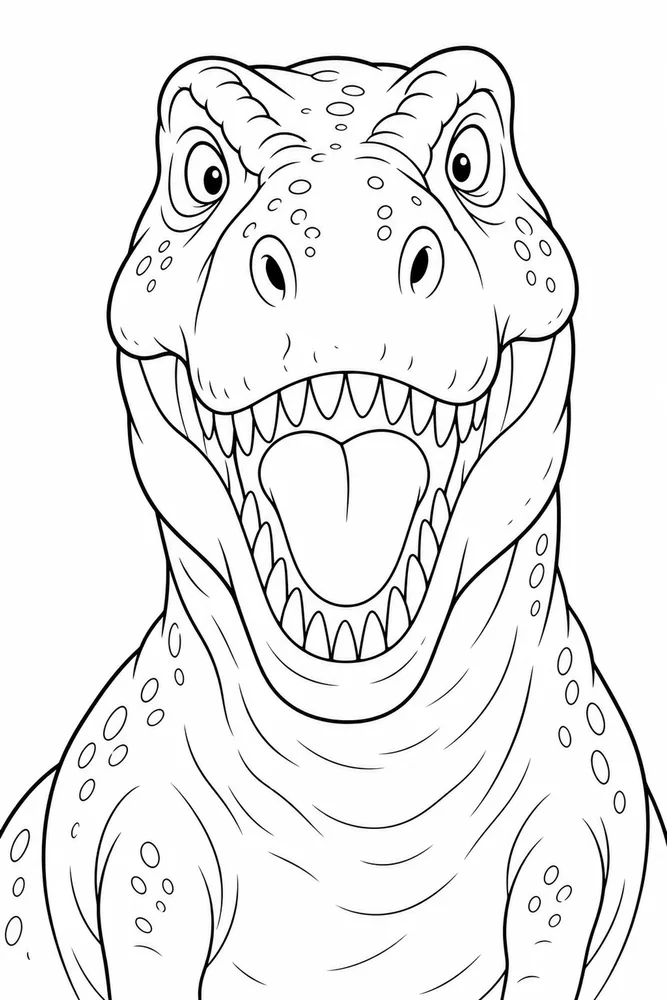 T Rex Dinosaur Open Mouth Portrait coloring page