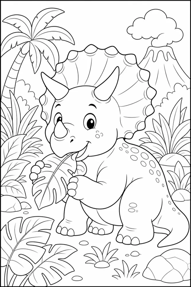 Triceratops Dinosaur Leaf Snack coloring page