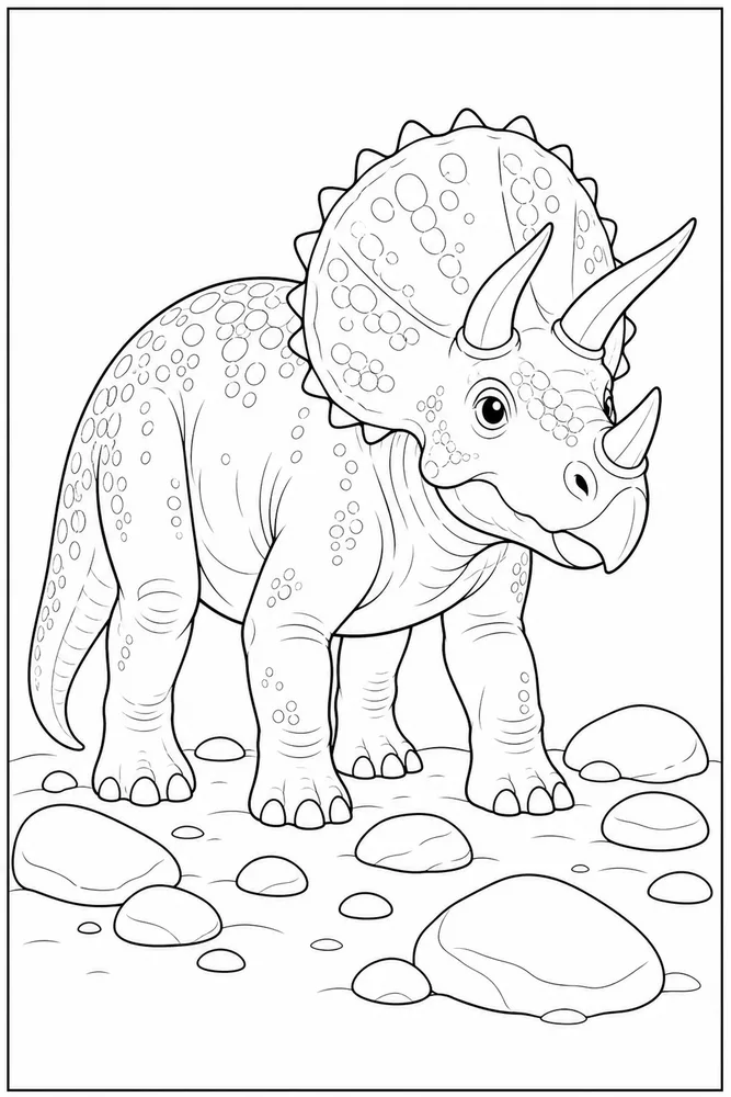 Triceratops Dinosaur River Stones coloring page