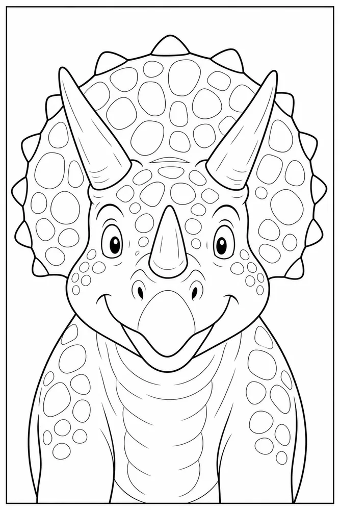 Triceratops Dinosaur Three Horn Portrait coloring page