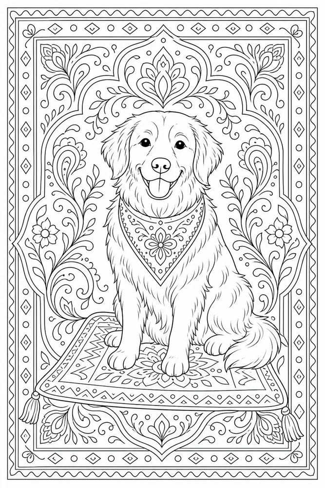 Adult Dog Patterned Blanket coloring page