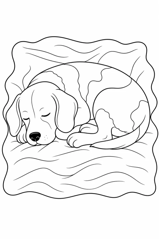 Beagle Dog Blanket Nap coloring page