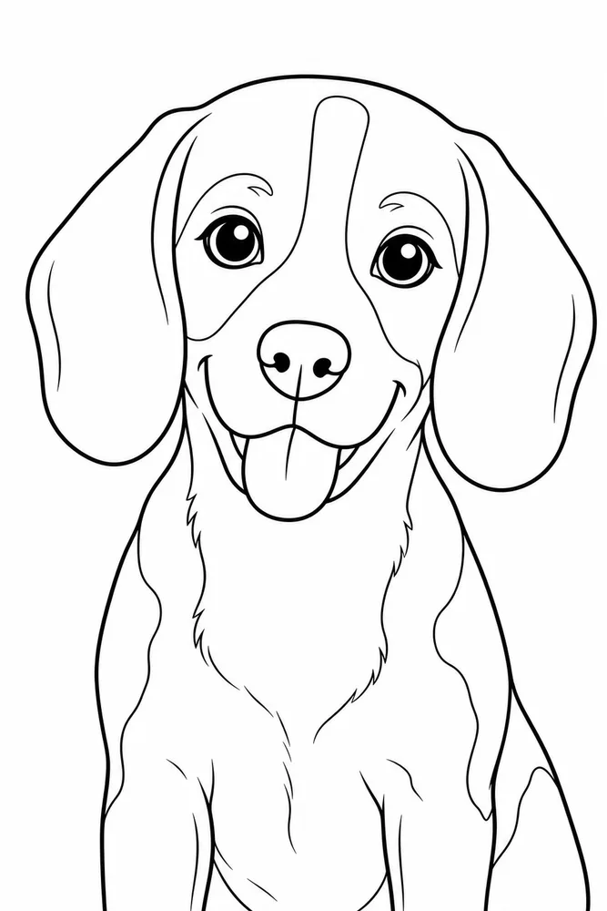 Beagle Dog Floppy Ears Portrait coloring page