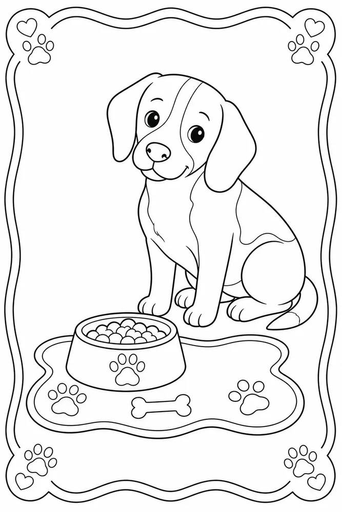 Beagle Dog Food Bowl Mat coloring page