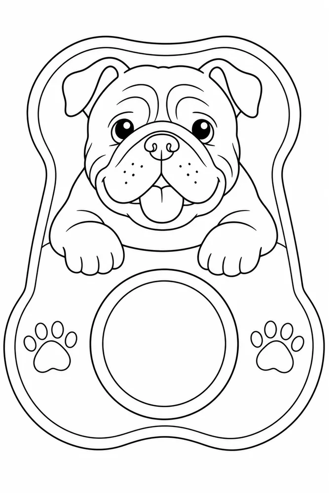 Bulldog Food Bowl Mat coloring page