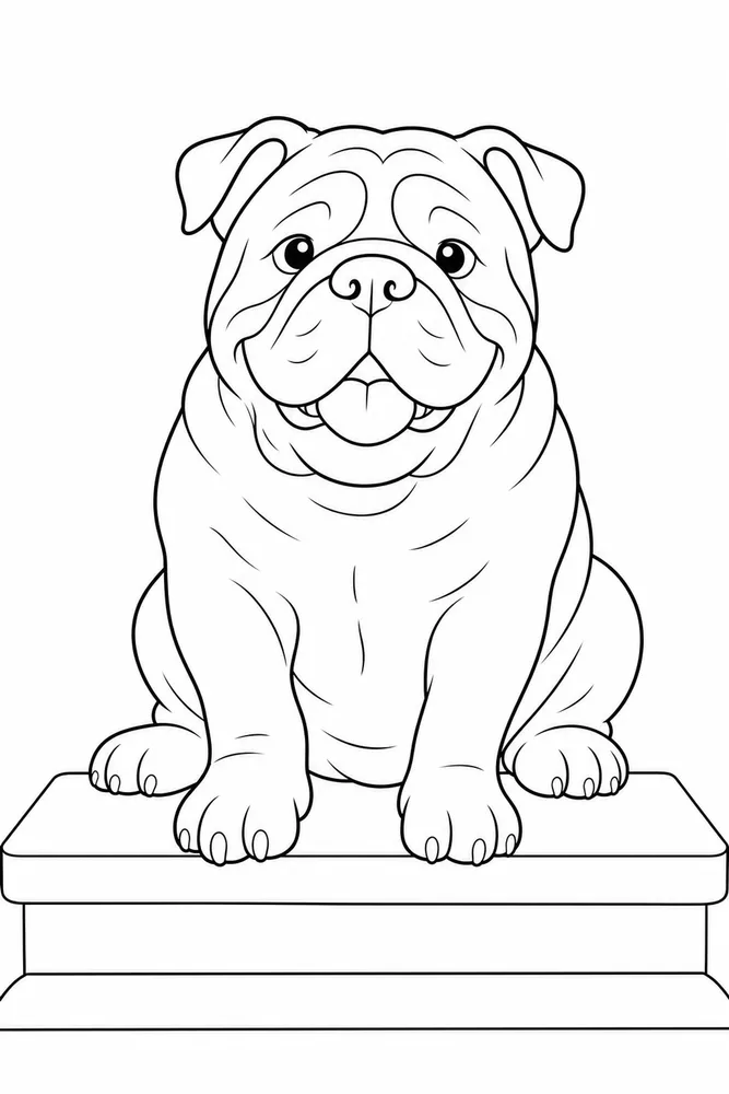 Bulldog Coloring Pages preview: Bulldog Front Step Sit coloring page
