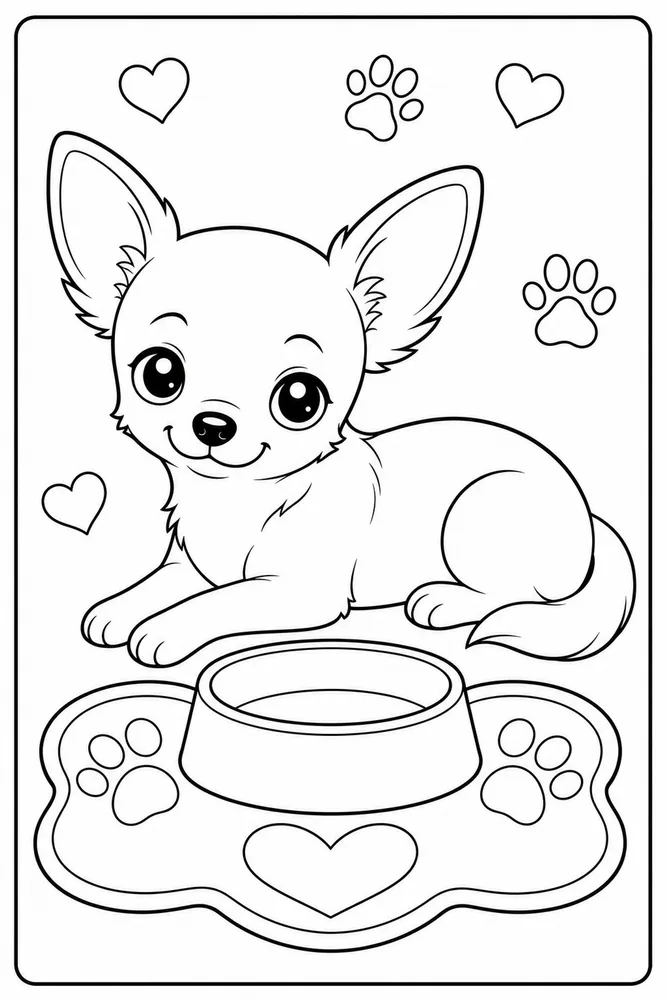 Chihuahua Dog Food Bowl Mat coloring page