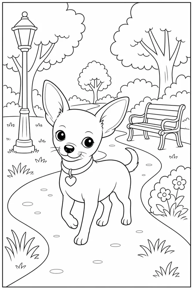 Chihuahua Dog Park Path coloring page
