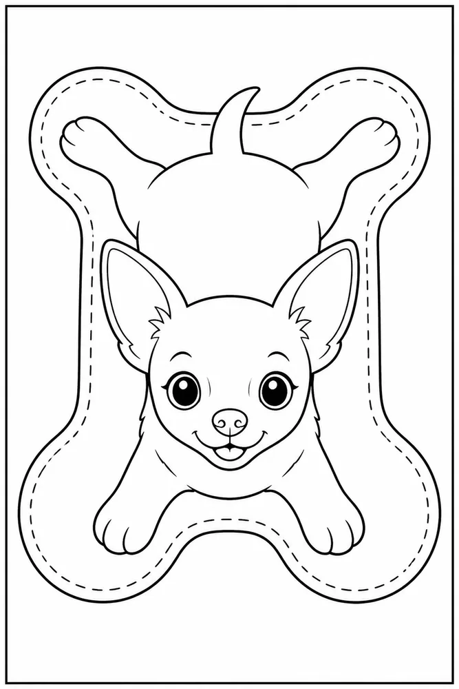 Chihuahua Dog Toy Bone Rug coloring page