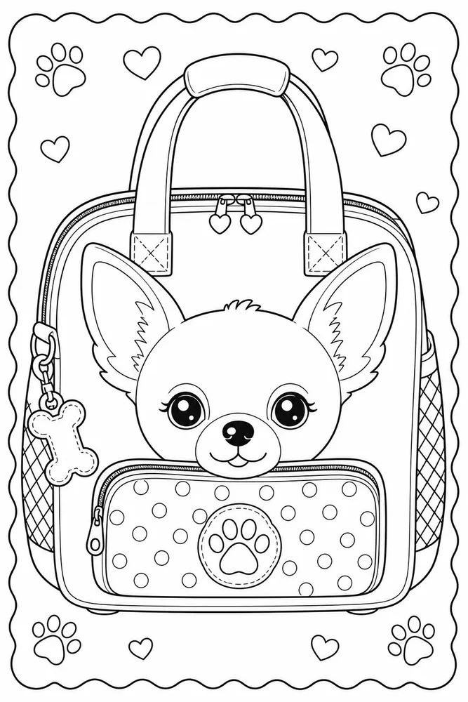 Chihuahua Dog Travel Bag coloring page