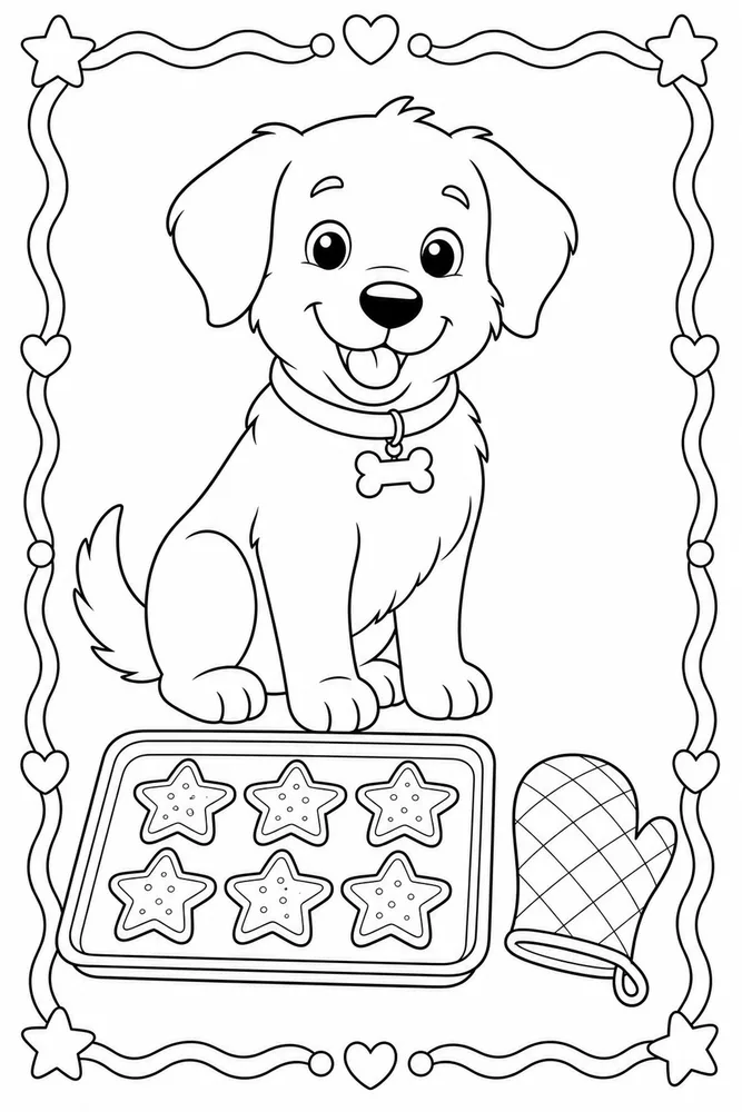 Christmas Dog Cookie Tray printable dog coloring page for kids