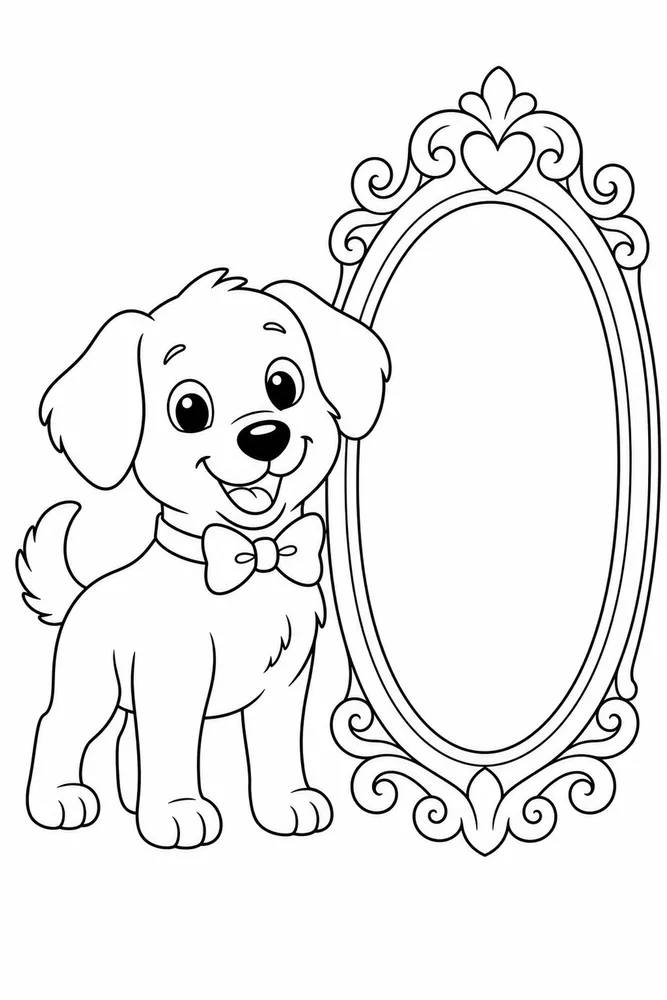 Cute Dog Bow Collar printable dog coloring page for kids